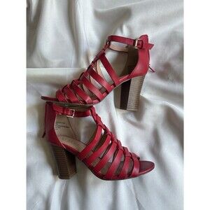 XOXO Red Baxter Strappy Sandal Heel- Women 8M